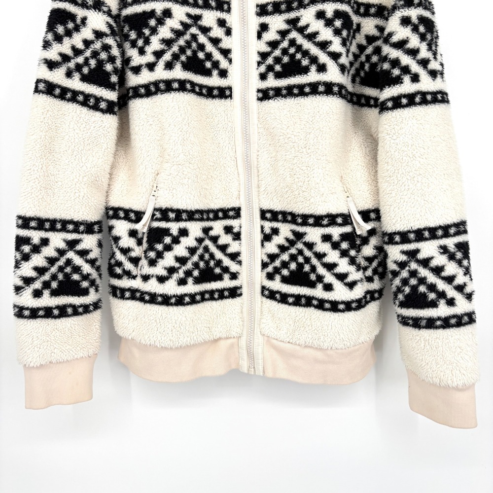 Faherty B.Yellowtail High Pile Sherpa Fleece Jacket Cream Black Aztec Print M - Picture 8 of 13
